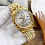 Copy Rolex DayDate Watches Yellow Gold President Gray Dial 40mm